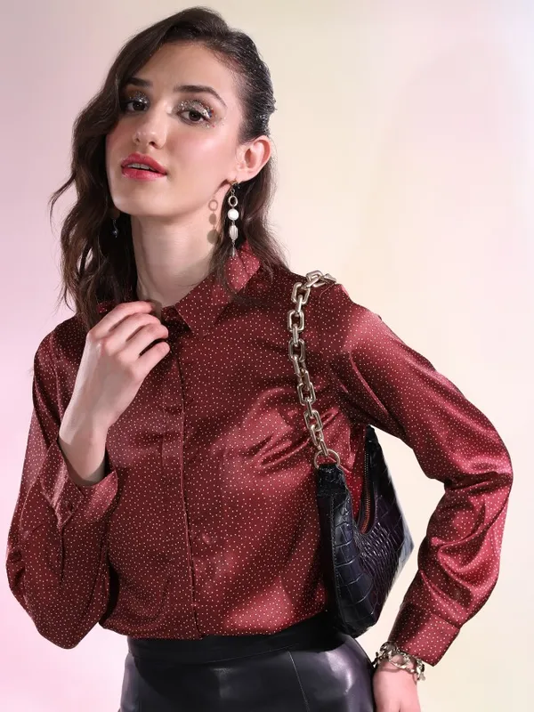 Tokyo Talkies Women Red Printed Casual Shirt