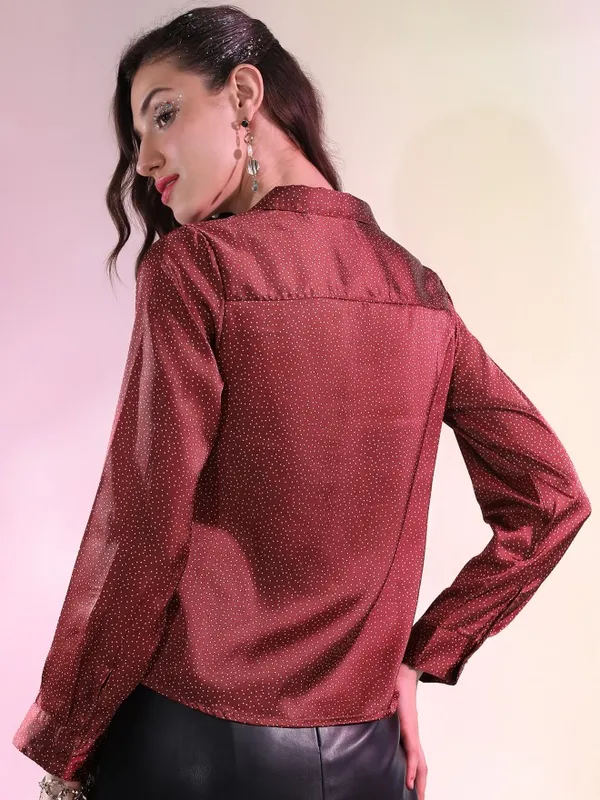 Tokyo Talkies Women Red Printed Casual Shirt