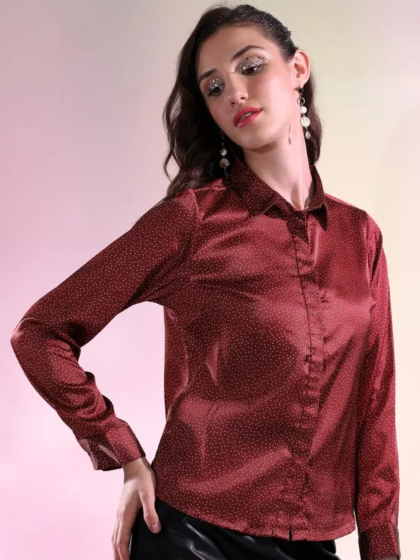 Tokyo Talkies Women Red Printed Casual Shirt