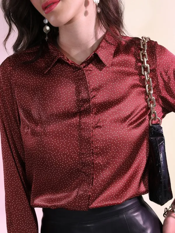 Tokyo Talkies Women Red Printed Casual Shirt