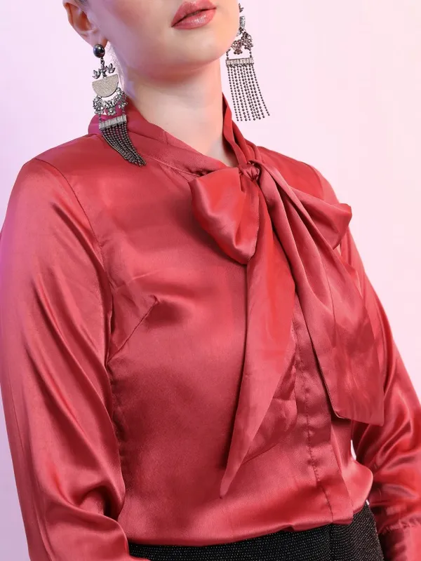  Tokyo Talkies Women Red Solid Casual Shirts
