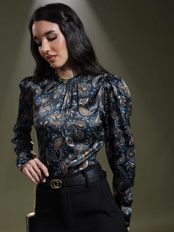 Tokyo Talkies Women Black Printed Regular Top