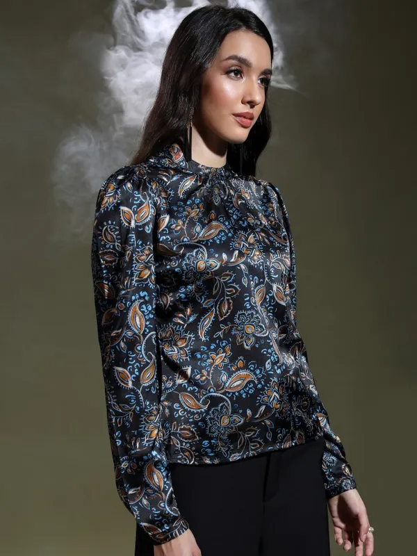 Tokyo Talkies Women Black Printed Regular Top