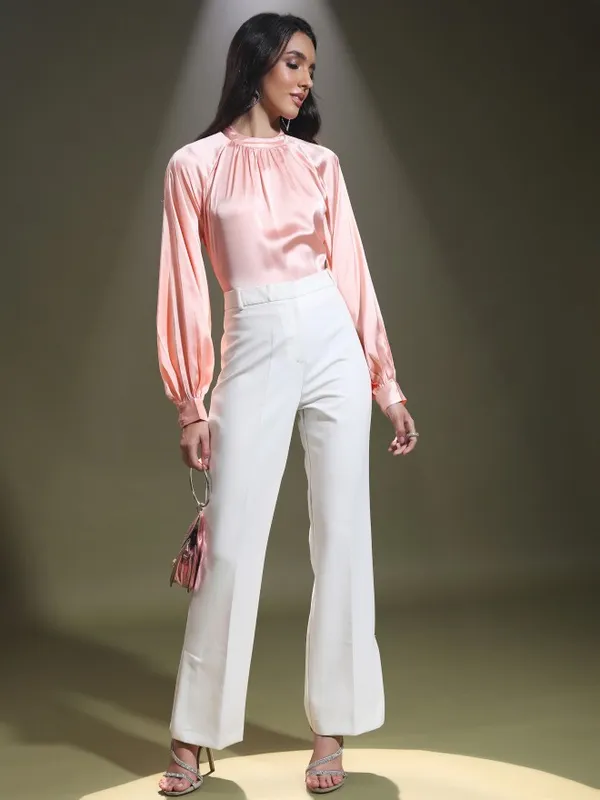 Tokyo Talkies Women Pink Solid Regular Top