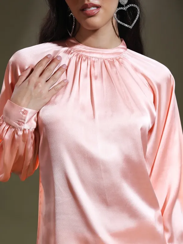 Tokyo Talkies Women Pink Solid Regular Top