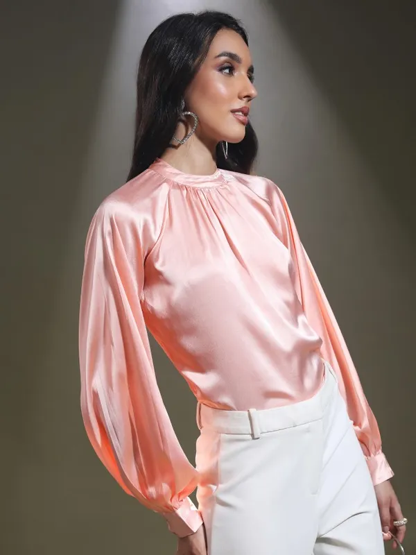 Tokyo Talkies Women Pink Solid Regular Top