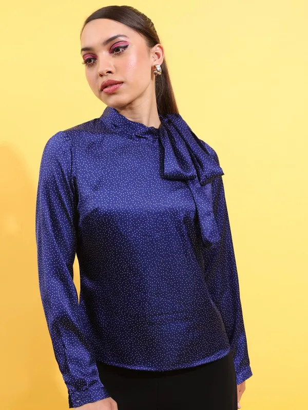  Tokyo Talkies Women Navy Blue Printed Regular Tops
