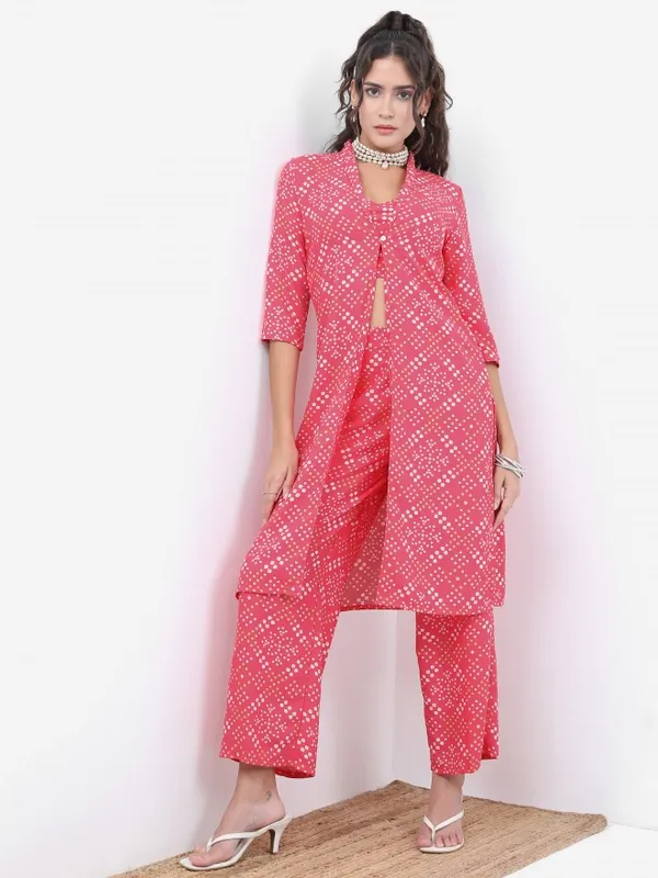 Vishudh Women Pink Printed Top With Palazzo