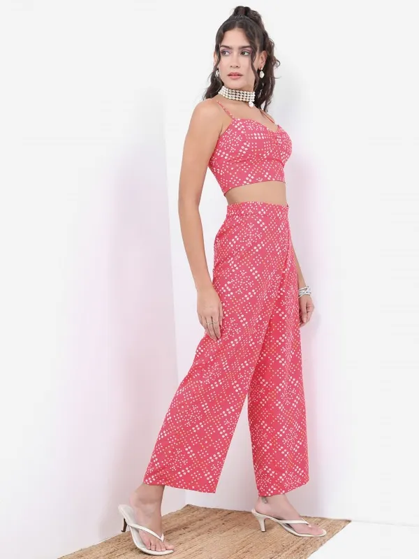 Vishudh Women Pink Printed Top With Palazzo