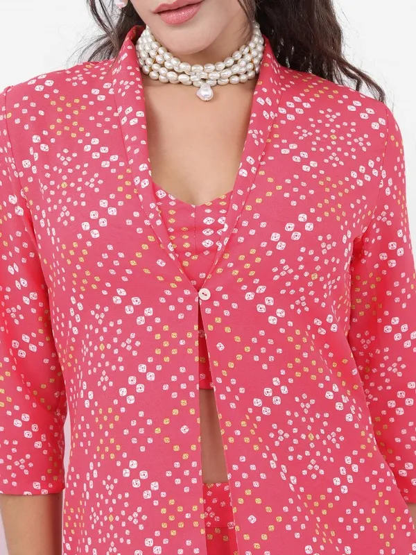 Vishudh Women Pink Printed Top With Palazzo