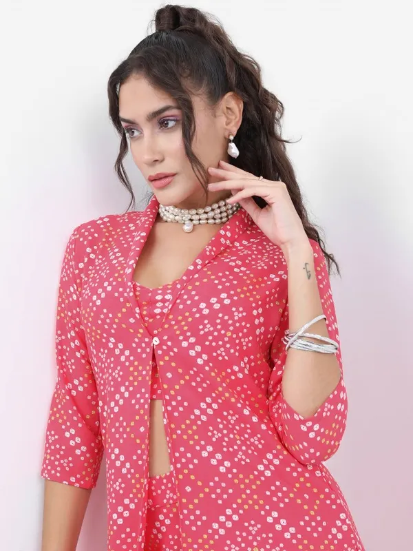 Vishudh Women Pink Printed Top With Palazzo