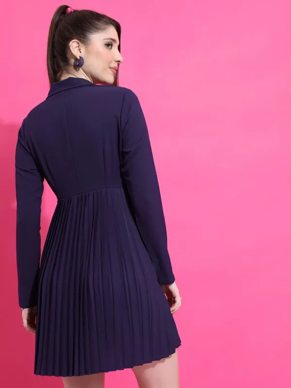  Ketch Women Navy Blue Solid Wrap Dresses