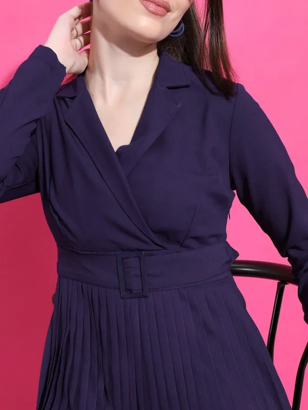  Ketch Women Navy Blue Solid Wrap Dresses