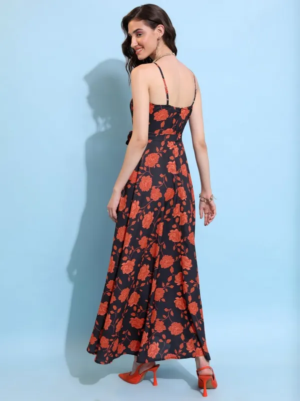  Ketch Women Black Printed Maxi Dresses