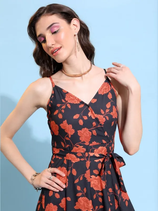  Ketch Women Black Printed Maxi Dresses