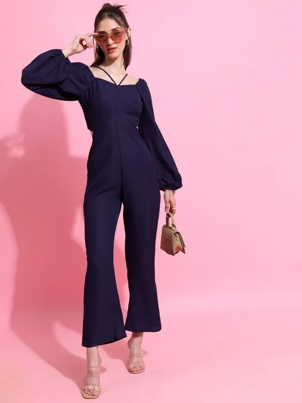 Tokyo Talkies Women Navy Blue Solid Jumpsuit