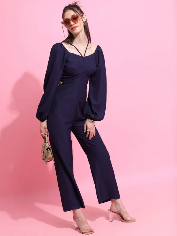 Tokyo Talkies Women Navy Blue Solid Jumpsuit