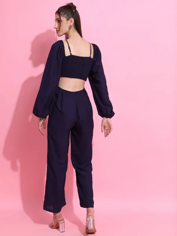Tokyo Talkies Women Navy Blue Solid Jumpsuit