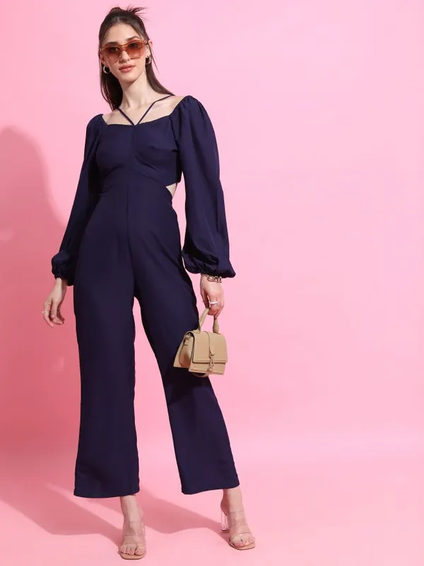 Tokyo Talkies Women Navy Blue Solid Jumpsuit