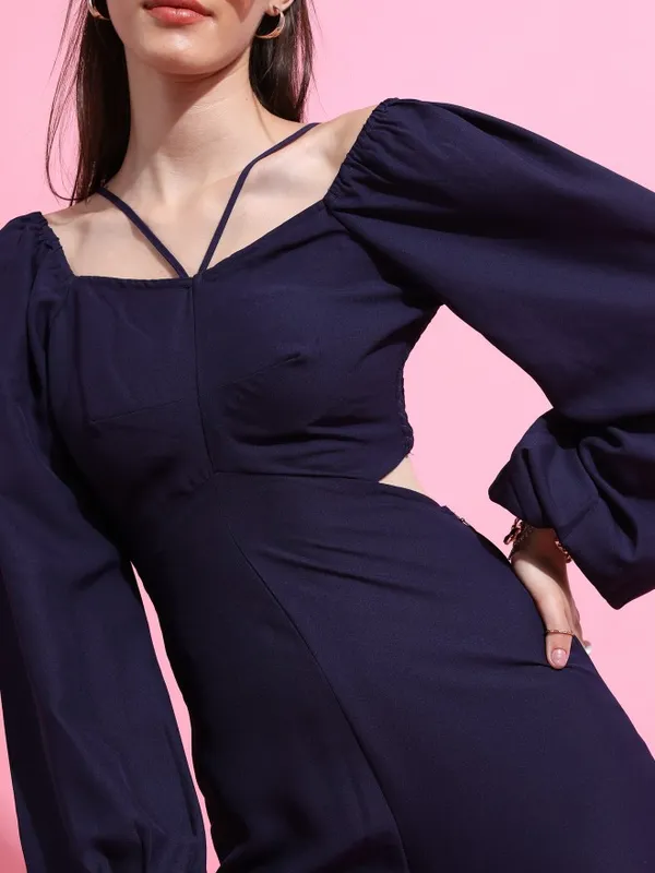 Tokyo Talkies Women Navy Blue Solid Jumpsuit