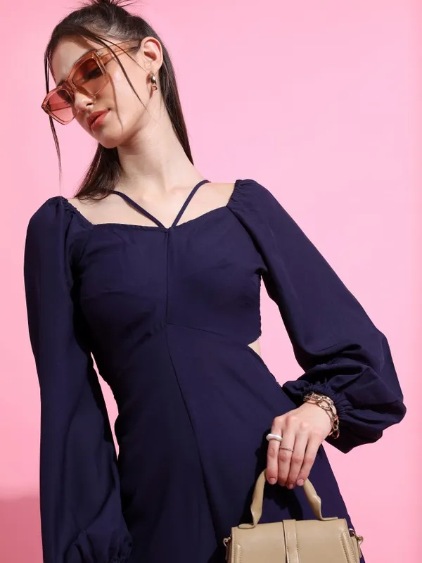 Tokyo Talkies Women Navy Blue Solid Jumpsuit