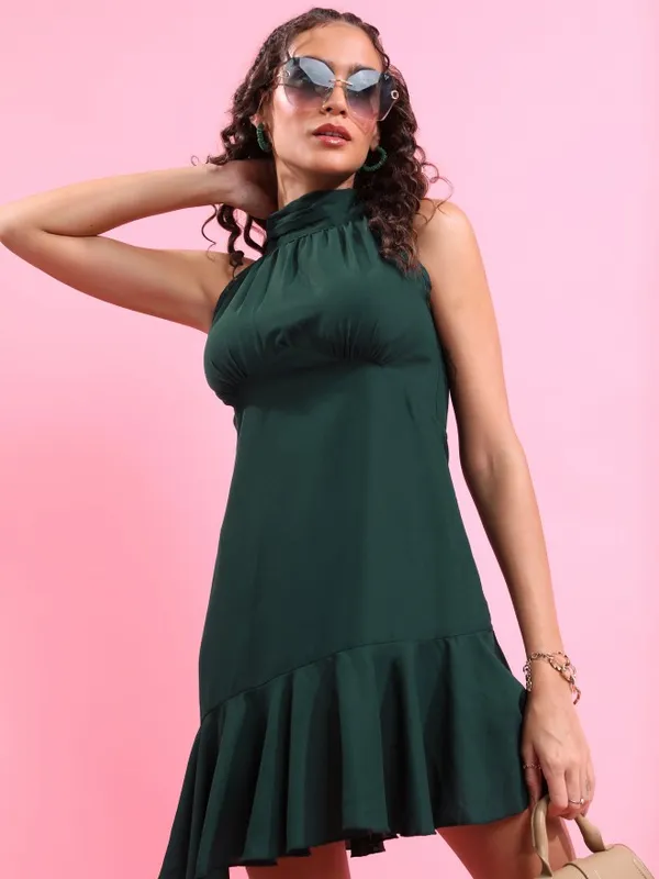  Tokyo Talkies Women Green Solid Empire Dresses