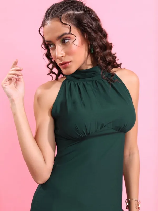  Tokyo Talkies Women Green Solid Empire Dresses