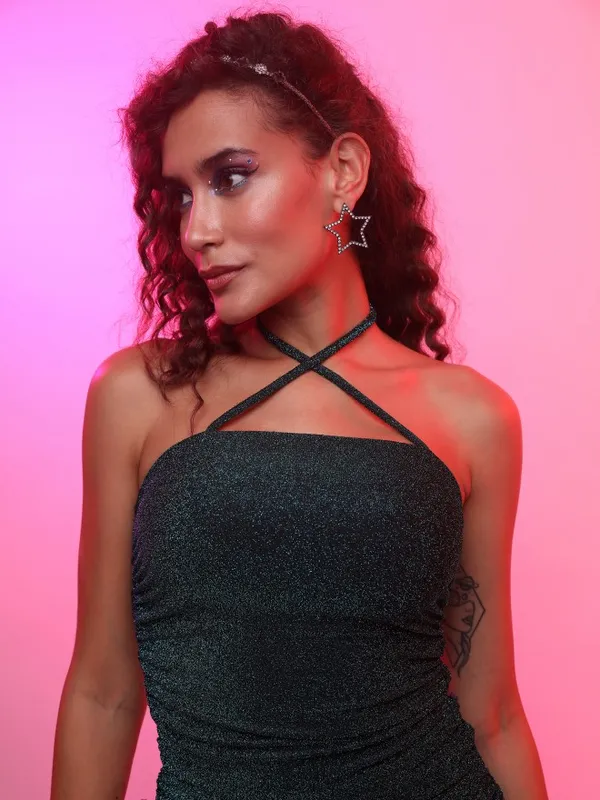  Tokyo Talkies Women Teal Self Design Bodycon Dresses