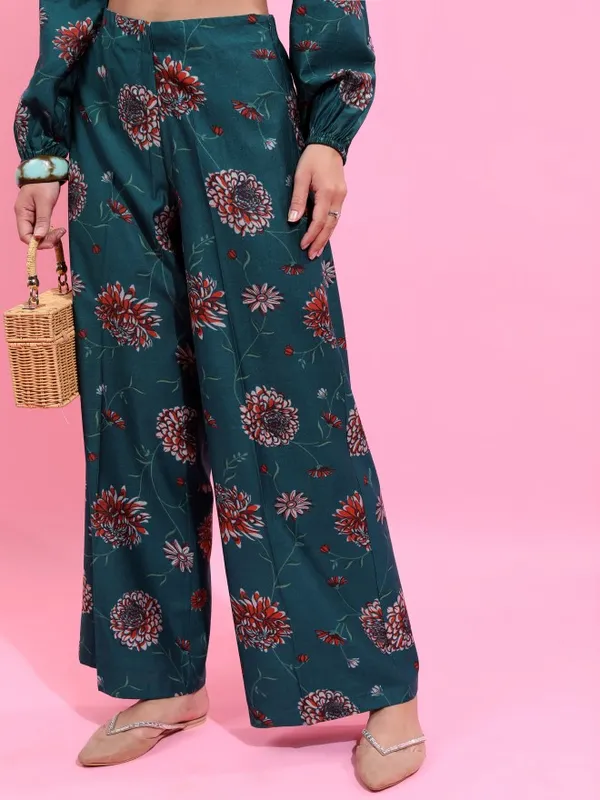 Vishudh Women Teal Top With Trouser