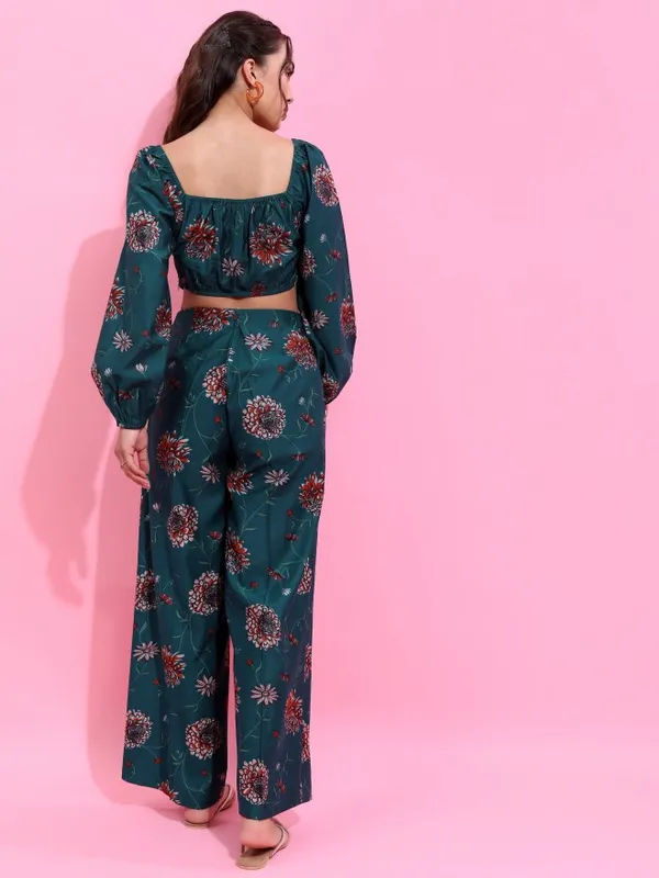 Vishudh Women Teal Top With Trouser