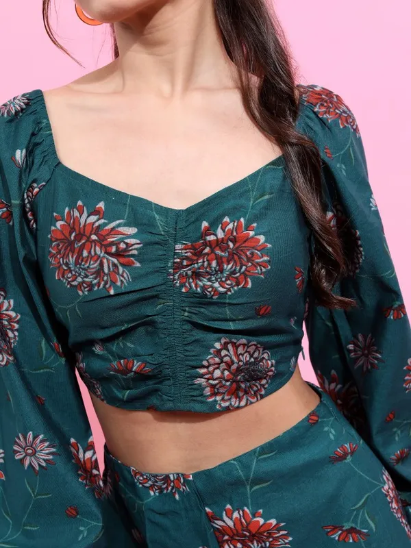 Vishudh Women Teal Top With Trouser