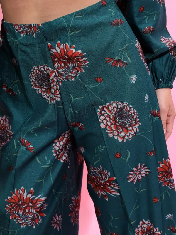 Vishudh Women Teal Top With Trouser