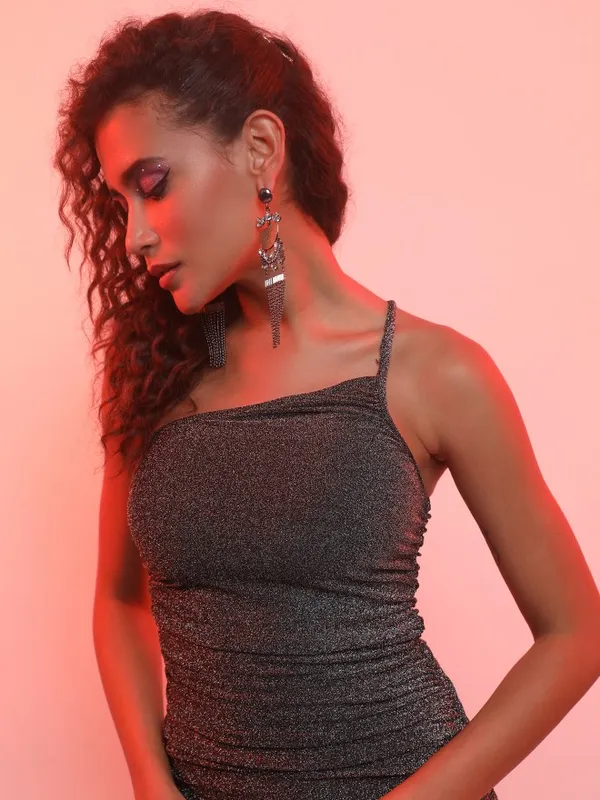 Ketch Women Silver Self Design Bodycon Dress