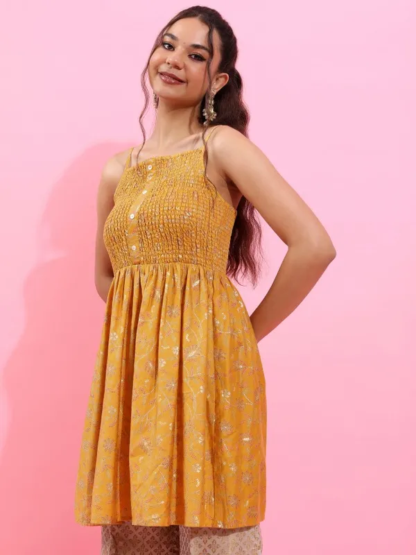  Vishudh Women Yellow Printed Tunics