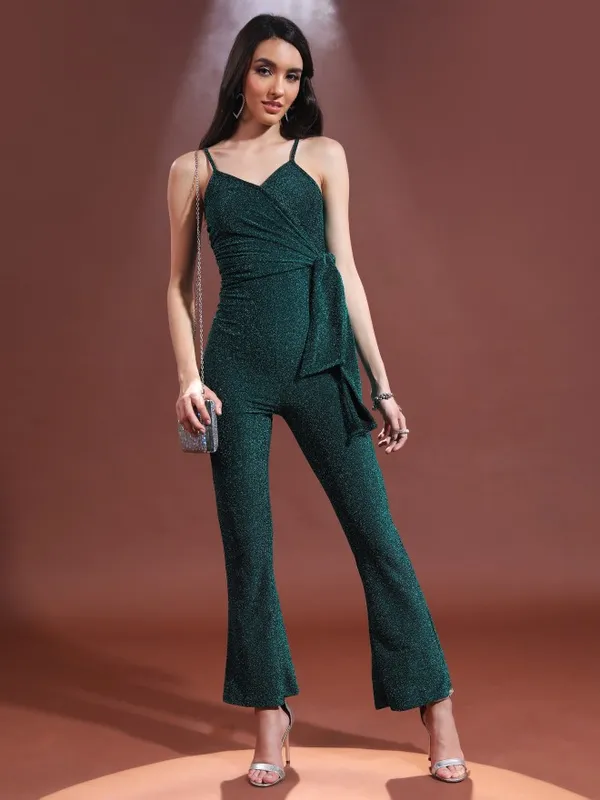  Tokyo Talkies Women Teal Self Design Jumpsuits