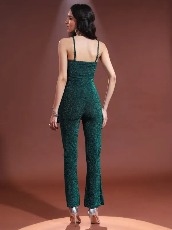  Tokyo Talkies Women Teal Self Design Jumpsuits