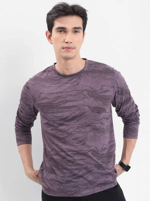  Highlander Men Purple Printed Round Neck T-Shirts