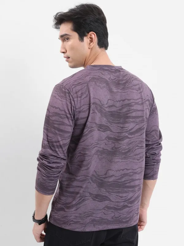  Highlander Men Purple Printed Round Neck T-Shirts