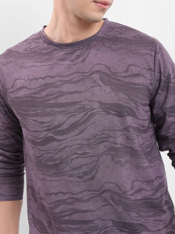  Highlander Men Purple Printed Round Neck T-Shirts