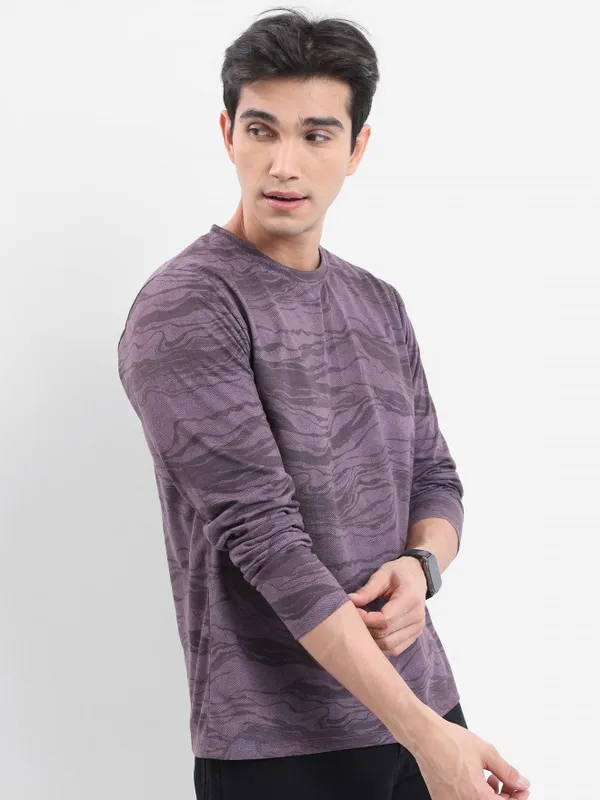  Highlander Men Purple Printed Round Neck T-Shirts
