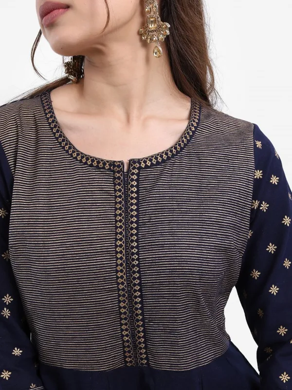  Vishudh Women Navy Blue Printed Anarkali Kurtas