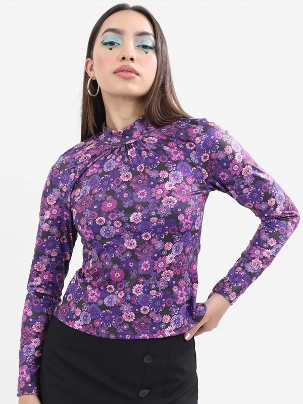 Ketch Women Black Printed Regular Tops