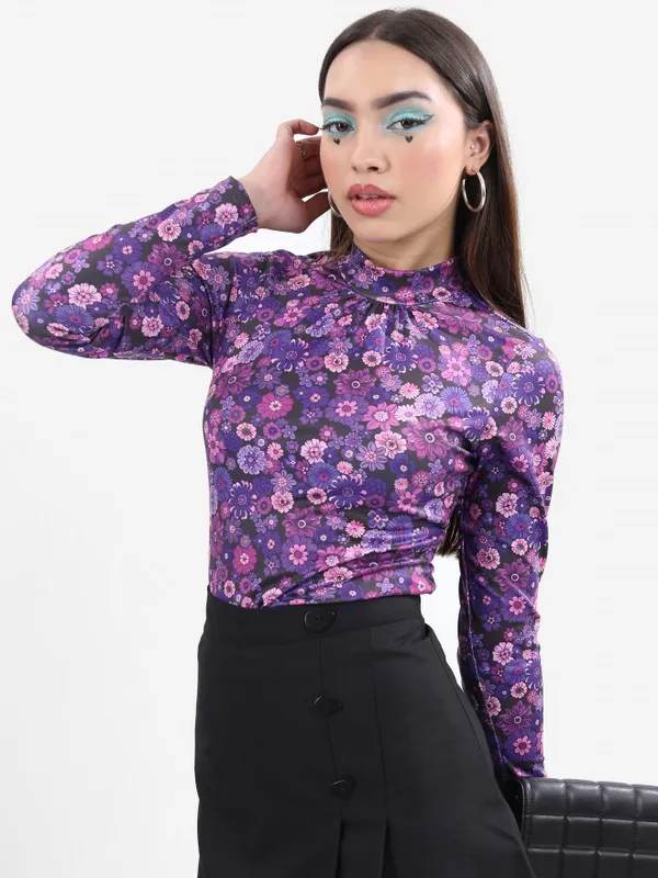  Ketch Women Black Printed Regular Tops
