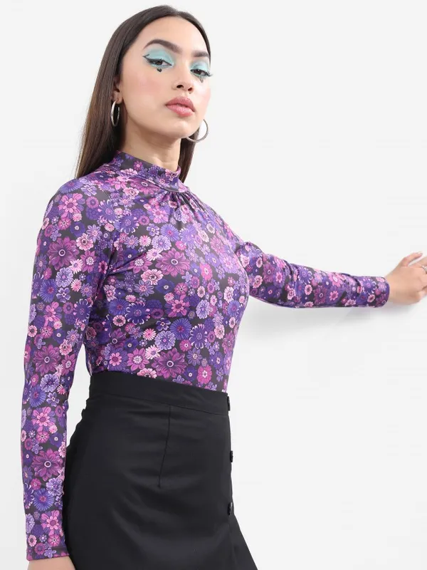  Ketch Women Black Printed Regular Tops