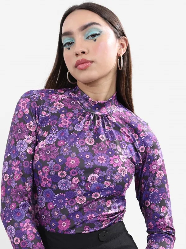  Ketch Women Black Printed Regular Tops