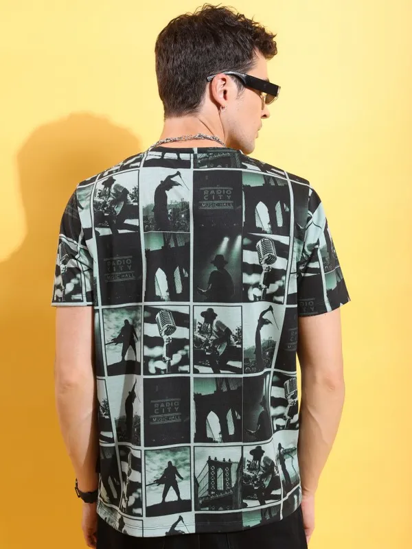  Highlander Men Green Printed Round Neck T-Shirts