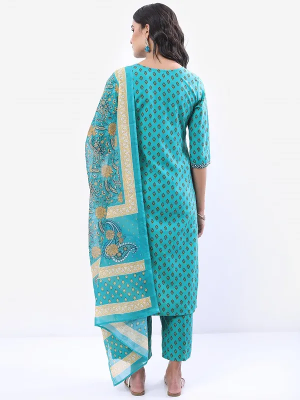  Ketch Women Teal Printed Kurta Sets