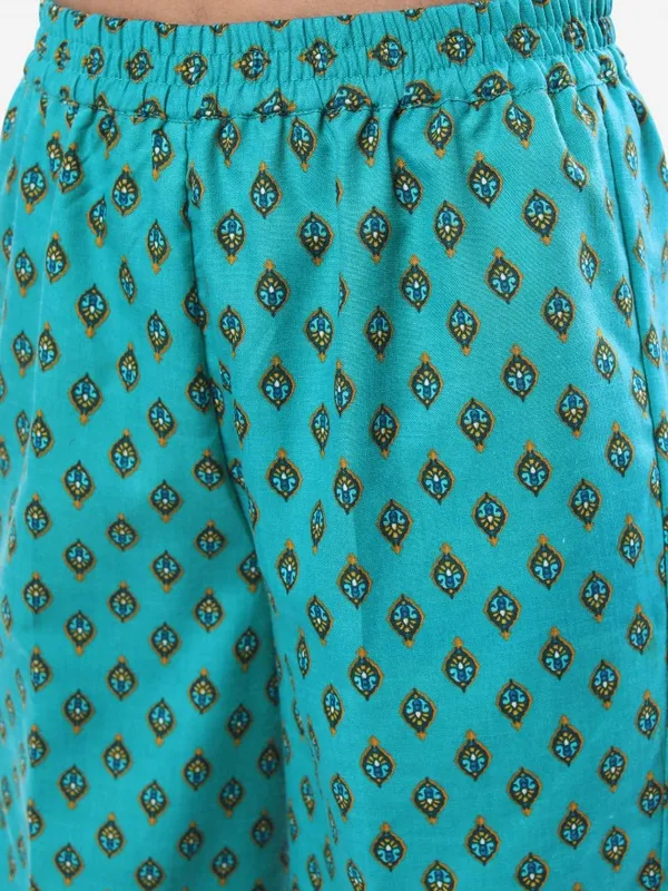  Ketch Women Teal Printed Kurta Sets