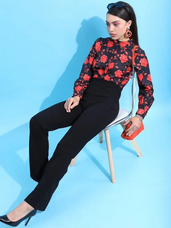 Solid Flared Casual Trouser