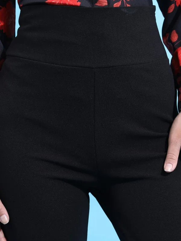 Solid Flared Casual Trouser